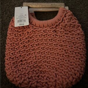 Universal Thread Coral Knitted Purse with Wood Handle
Item 28